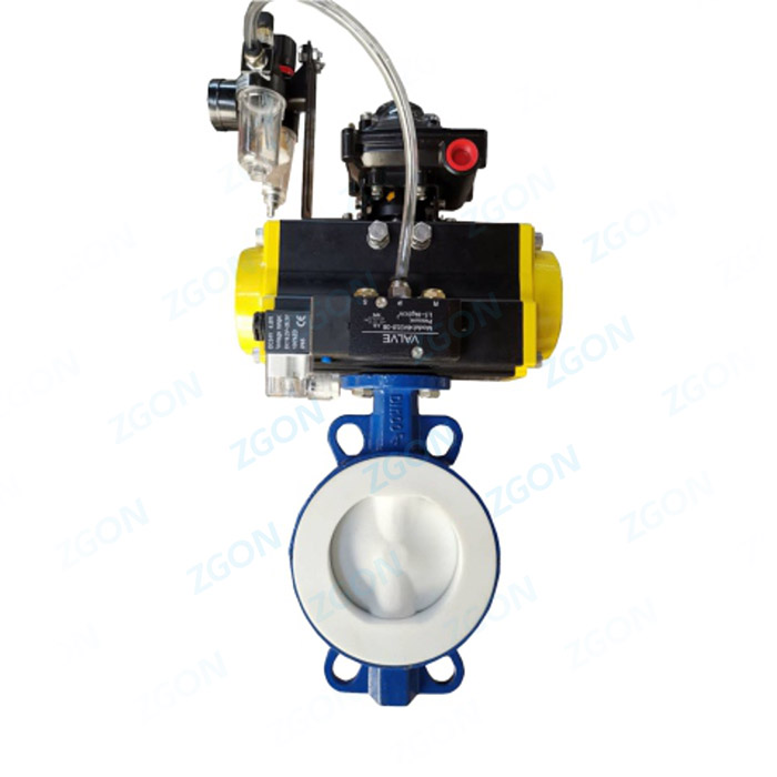 Fluorine lined pneumatic butterfly valve