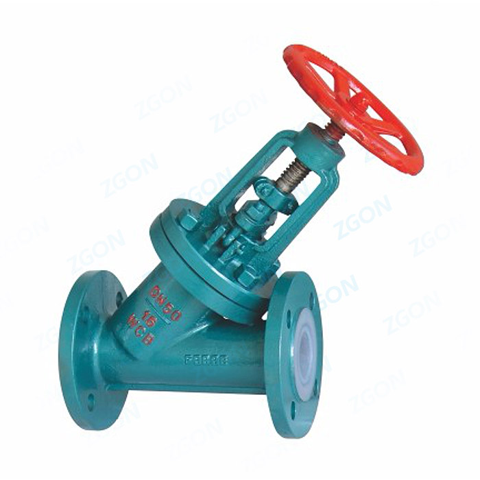 Fluorine lined angle globe valve