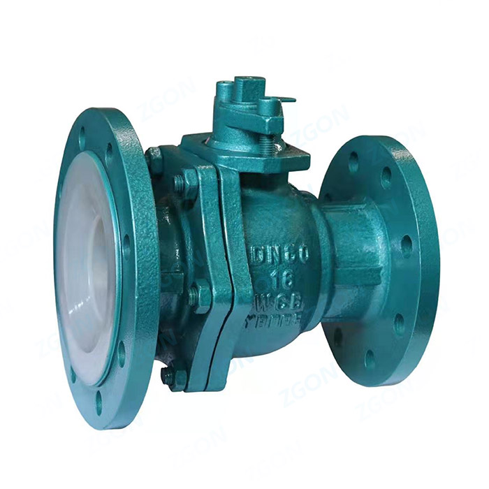 Fluorine lined discharge ball valve