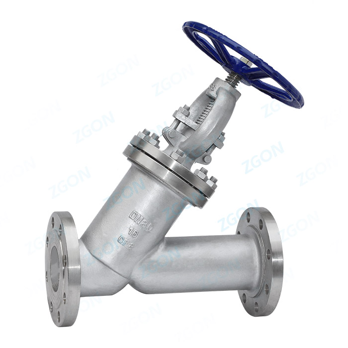 Y-shaped globe valve