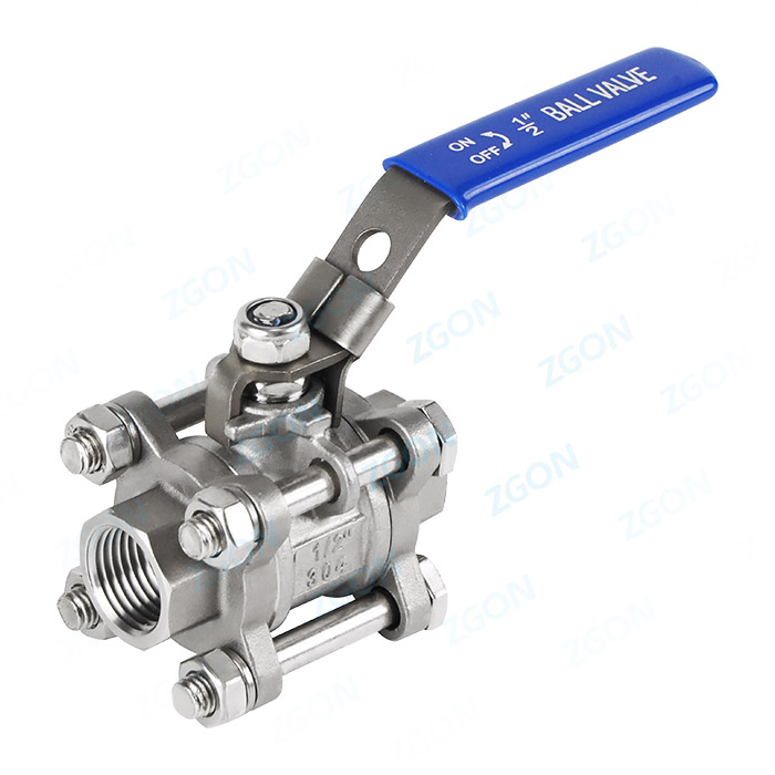 Three piece threaded ball valve