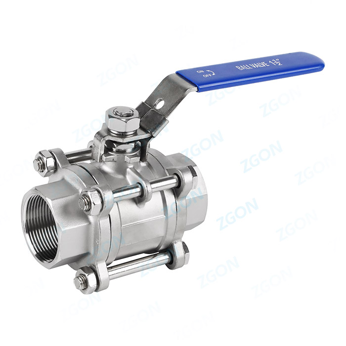 Three piece threaded ball valve