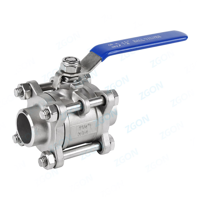 Three piece welded ball valve