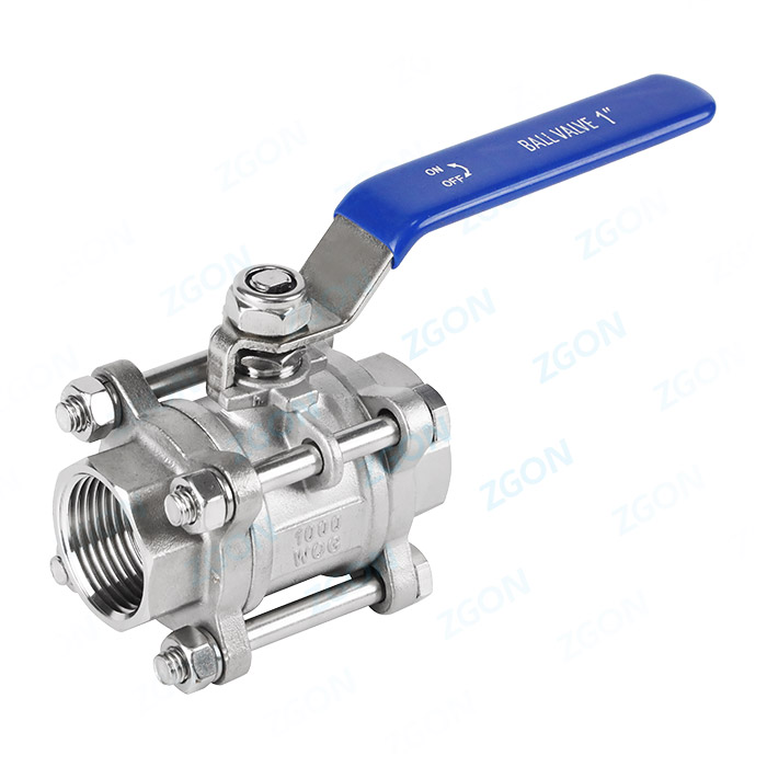 Three piece threaded ball valve