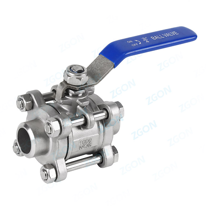 Three piece welded ball valve