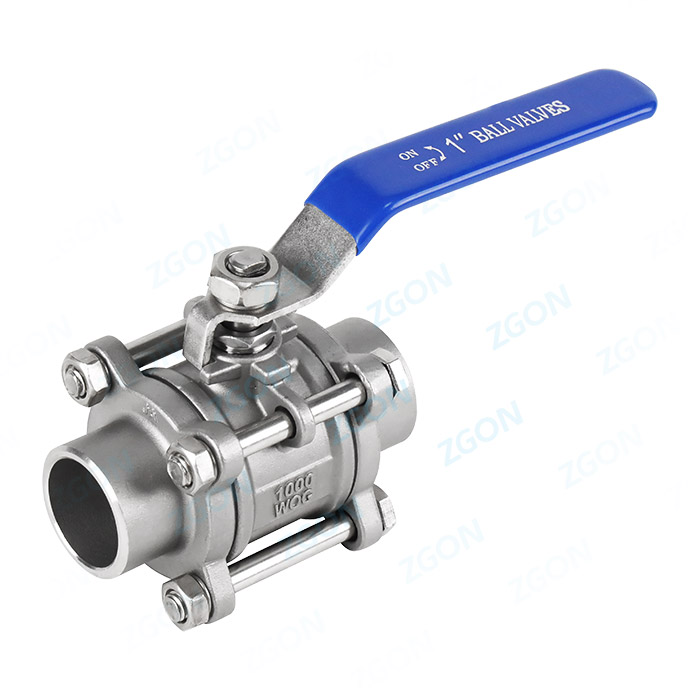 Three piece welded ball valve