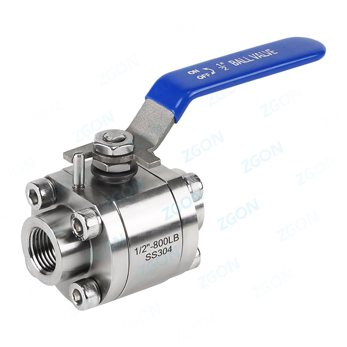 Three piece forged steel ball valve