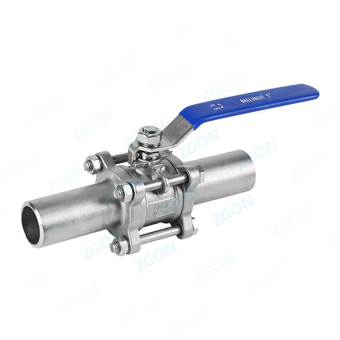 Three piece extended rod welded ball valve