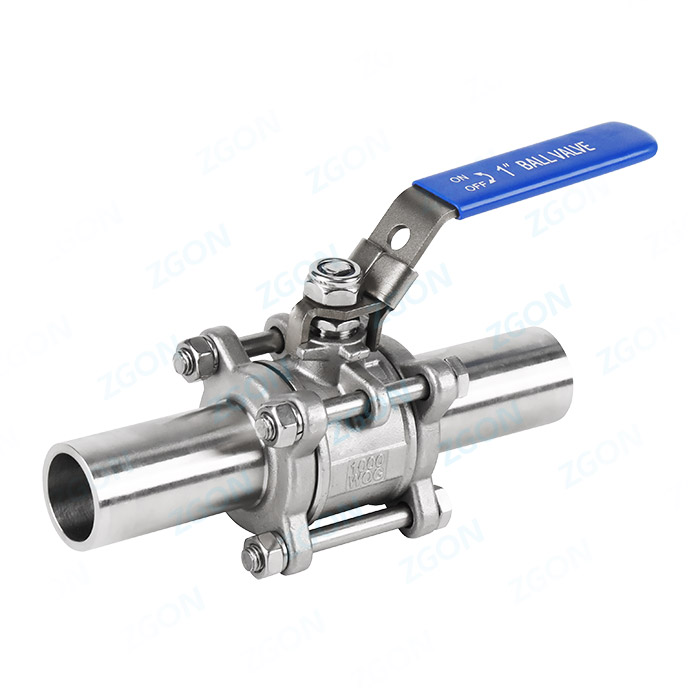 Three piece extended rod welded ball valve