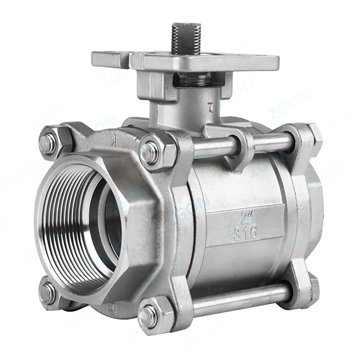 Two piece high platform threaded ball valve