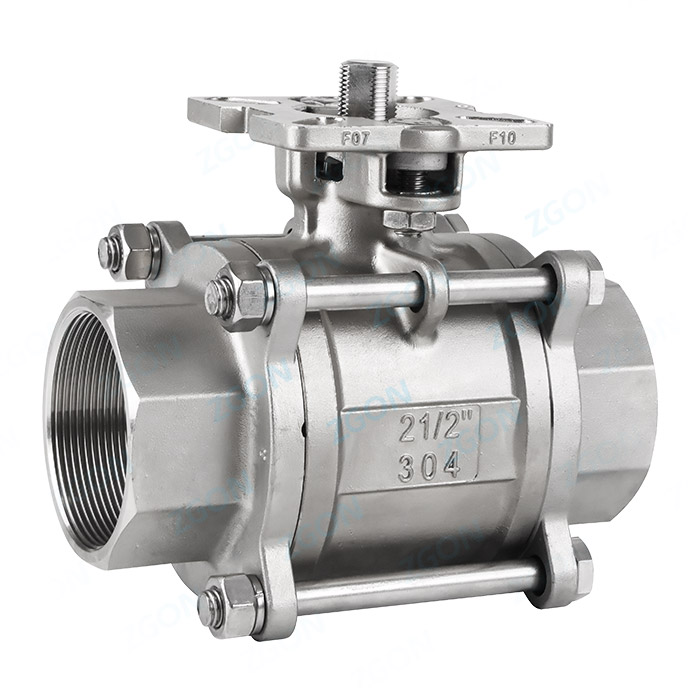 Two piece high platform threaded ball valve