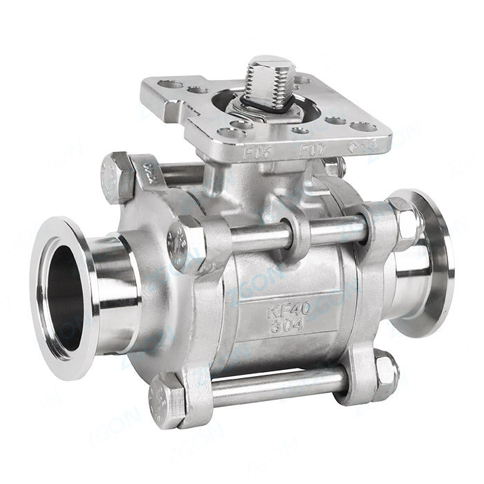Three piece high platform quick installation ball valve