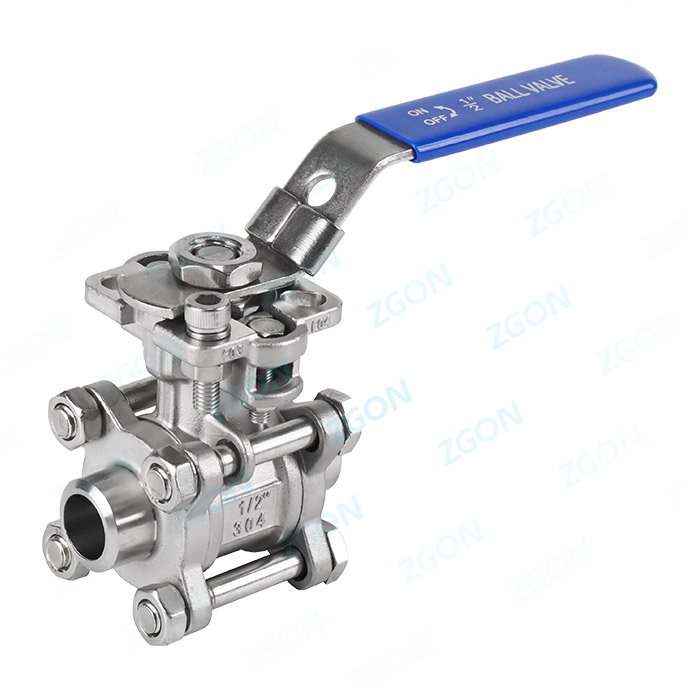 Three piece high platform welded ball valve