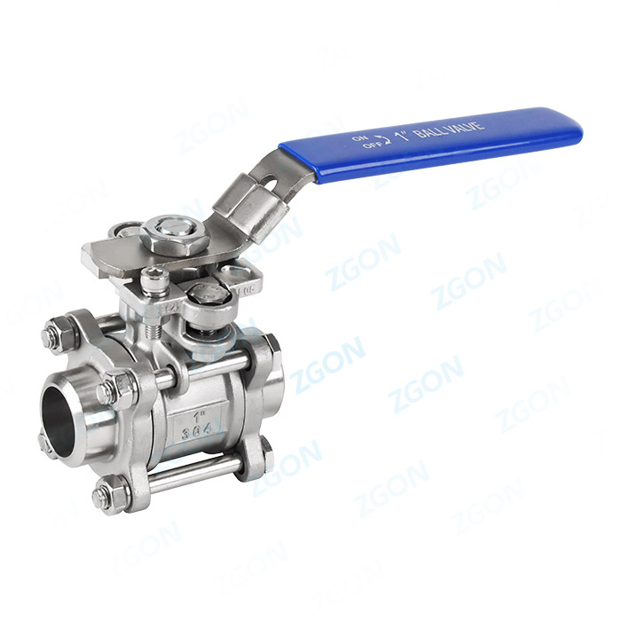 Three piece high platform welded ball valve
