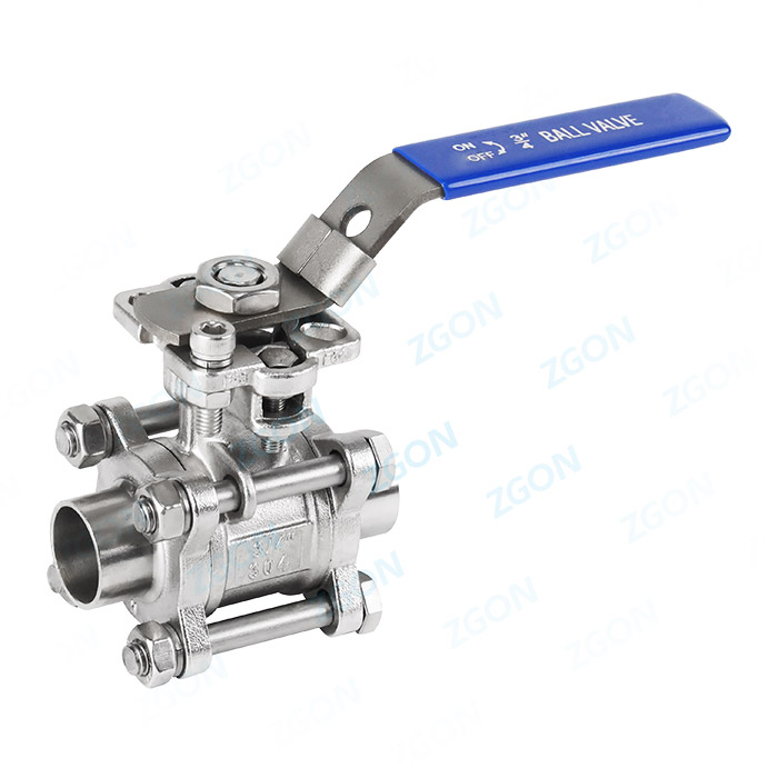 Three piece high platform welded ball valve