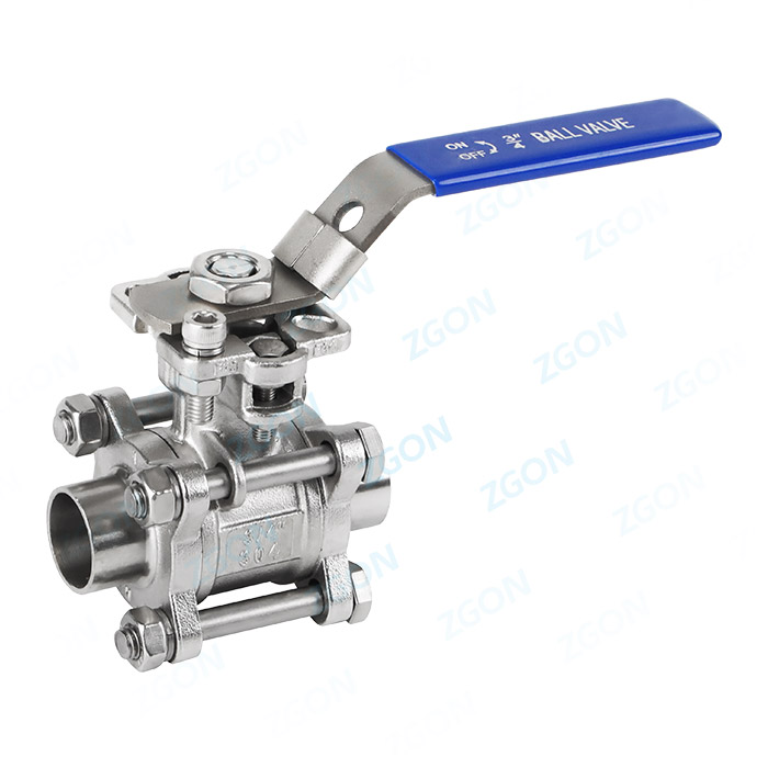 Three piece high platform welded ball valve