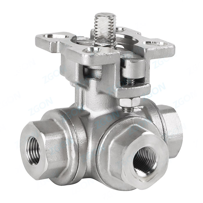 High pressure three-way high platform threaded ball valve