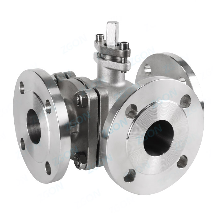 Manual three-way flange ball valve