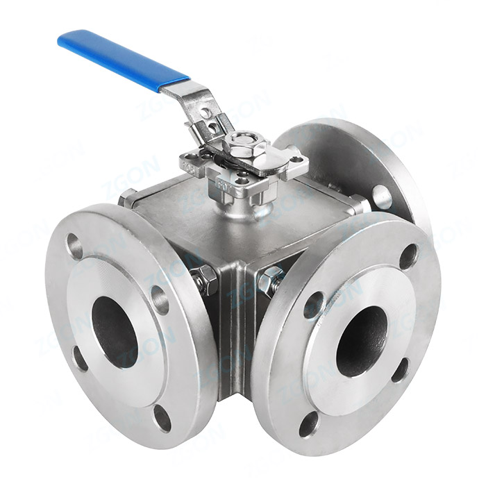 High platform three-way flange ball valve