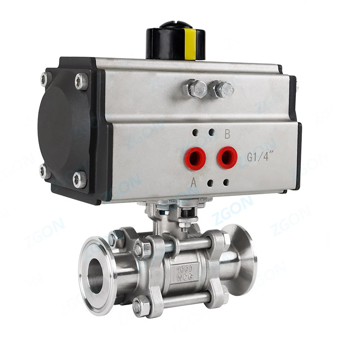 Pneumatic three piece quick installation ball valve