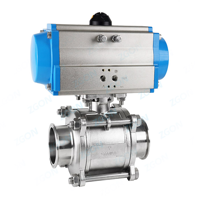 Pneumatic three piece quick installation ball valve