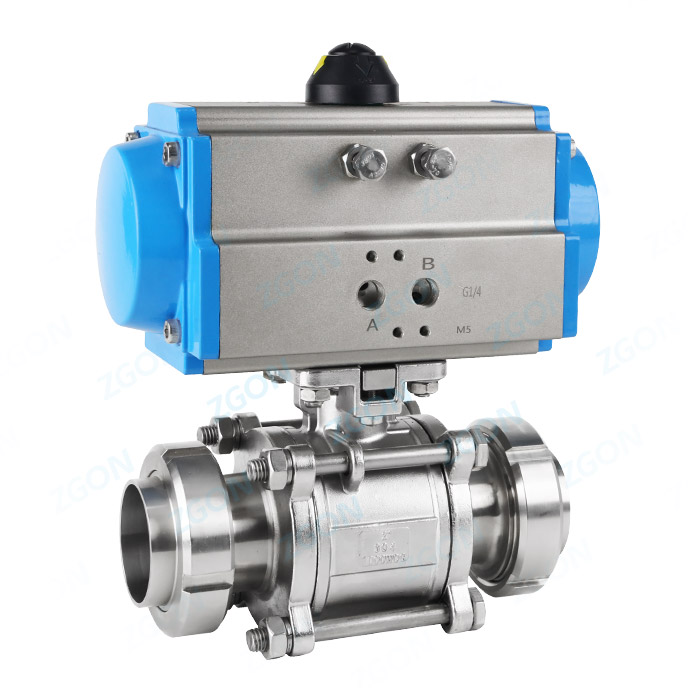 Pneumatic three piece free ball valve