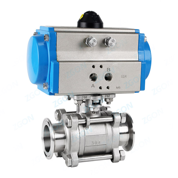 Pneumatic three piece quick installation ball valve